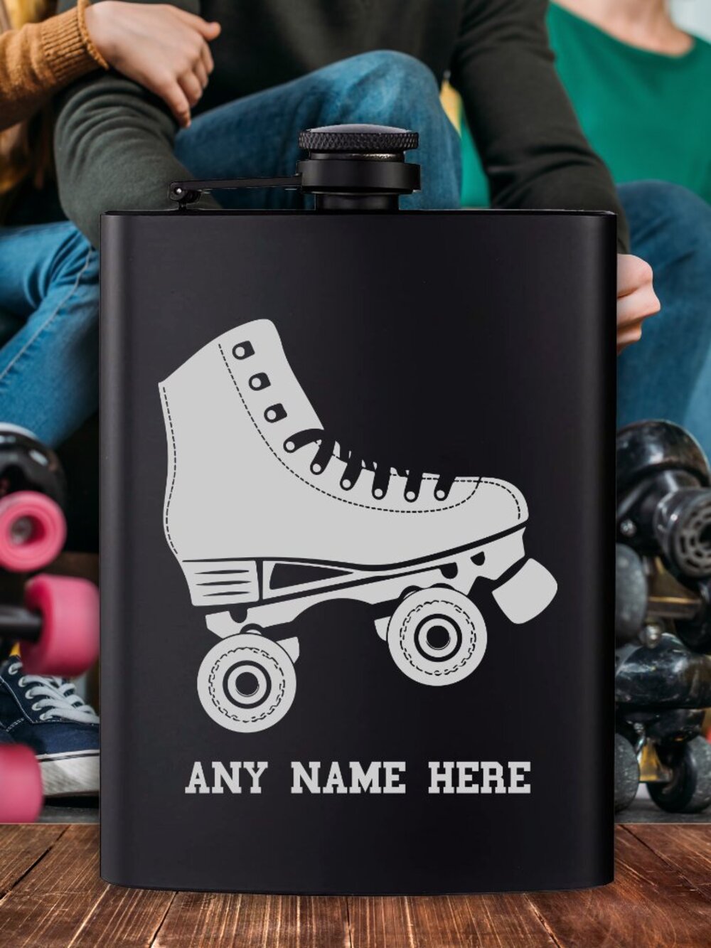 Personalized Sports My Roller Skate Black Flask | Roller Skate | Flask | Gift